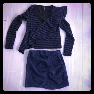 Zara sparkles party set top and mini skirt
